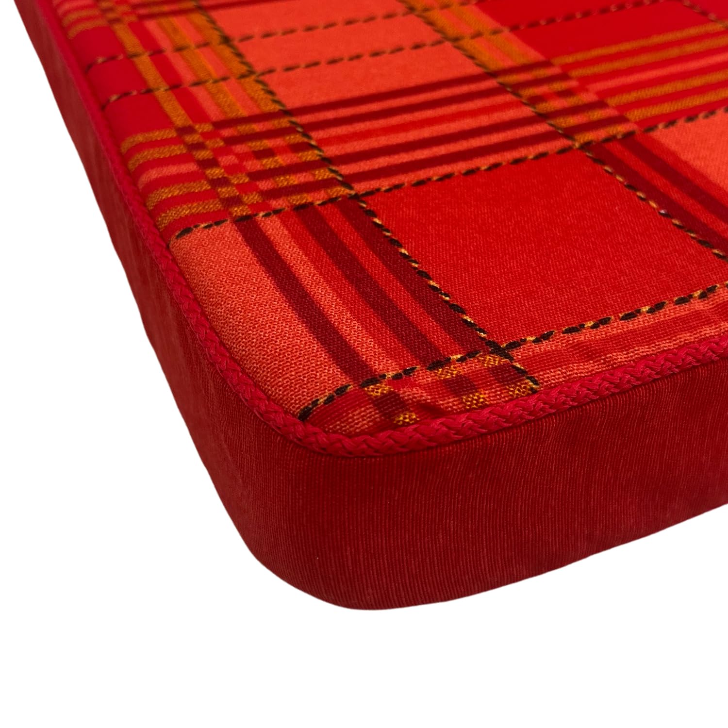 Marvin Cuscino per Poltrona Sedia Sdraio Relax RIO da Giardino Esterno Tessuto Cotone Imbottito Reclinabile Sfoderabile (Rosso Scozzese, Alto)