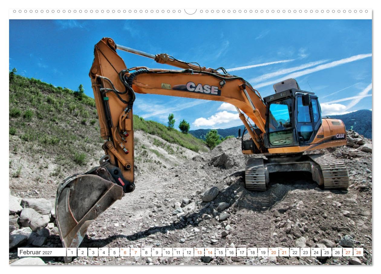 CALVENDO - Baumaschinen - Maschinen auf der Baustelle (Wandkalender 2027 DIN A2 quer), Monatskalender: Sie sehen Bilder von Baumaschinen an ihrem Arbeitsplatz