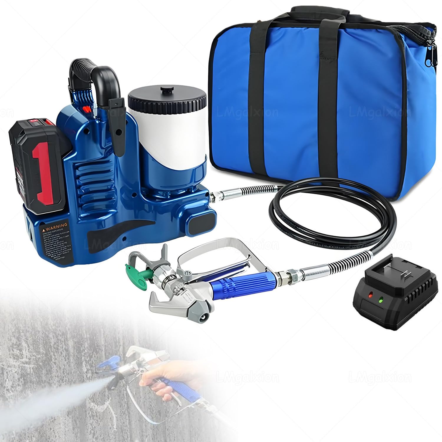 Pistola Verniciatura a Spruzzo Airless Professionale,Spruzzatore Senza Fili Con Batteria Ricaricabile,Portata 1.1l/Min,Tecnologia Airless per Finitura Uniforme,Per Lattice,Smalto,Acqua 1battery
