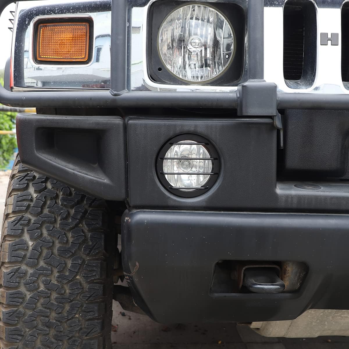 PIUGILH Front Fog Light Lamp Frame Trim Cover for Hummer H2 2003-2009,Lamp Hoods Guard Decorative Sticker Car Accessories