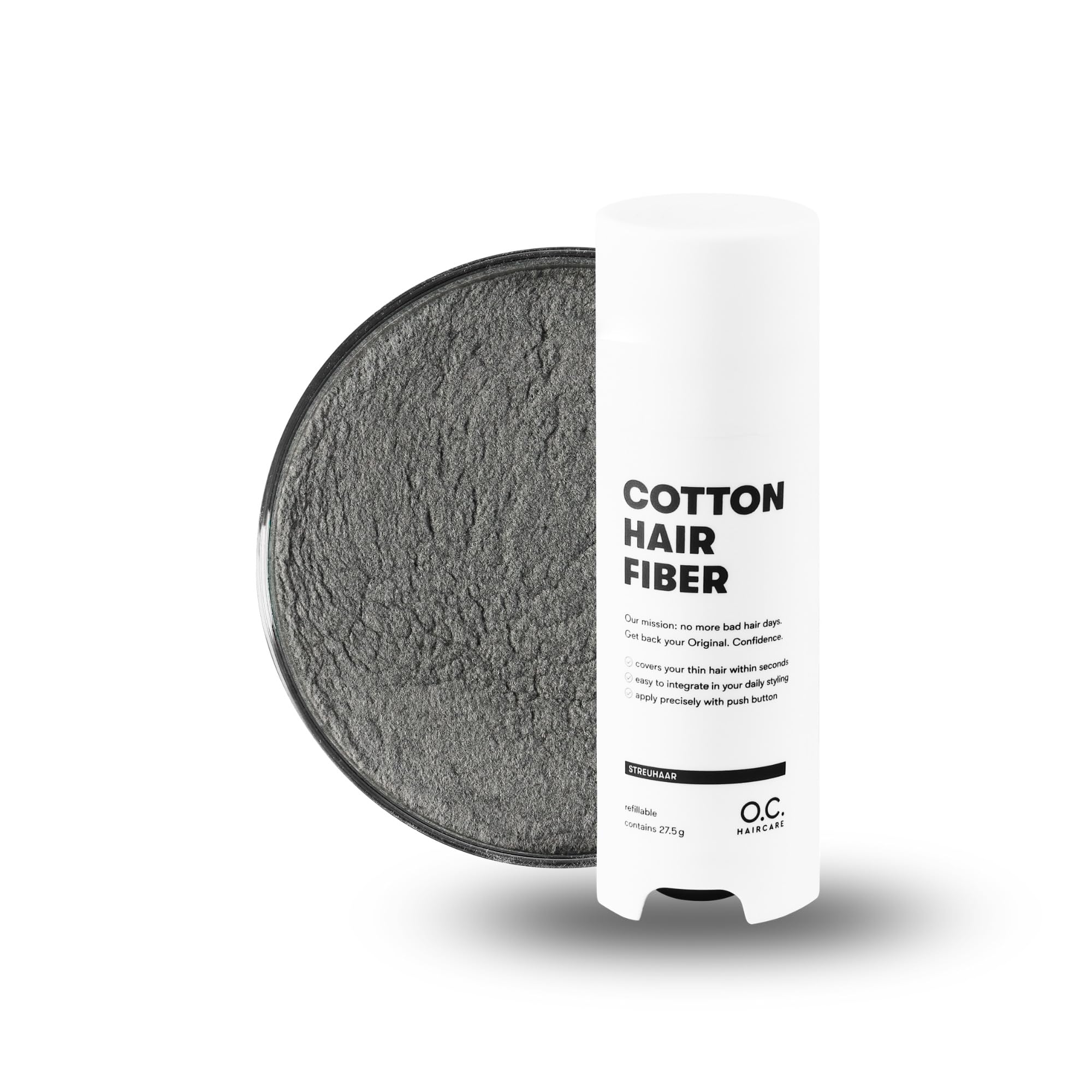 O.C. HAIRCARE Hair Thickening Fibres, for partings bald spots on the top and back of the head, recommended by leading salons