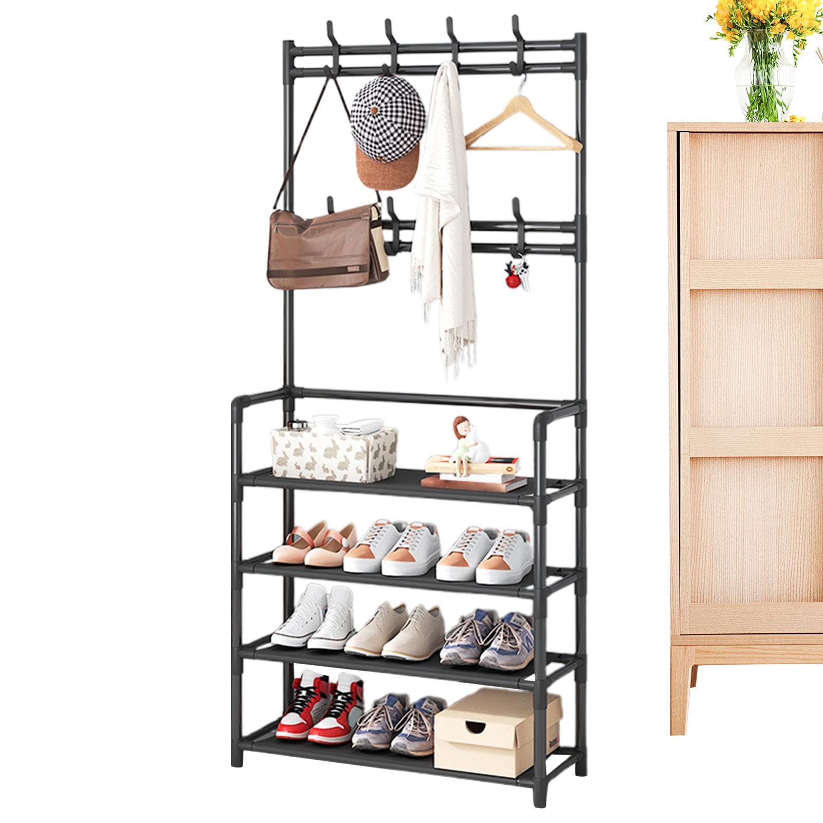 FGXHHS Entryway Coat and Shoe Rack Combo | Floor-standing Hanger with Hooks - Stylish Bedroom for Coats, Shoes, & Accessories Perfect Dorms Small Spaces