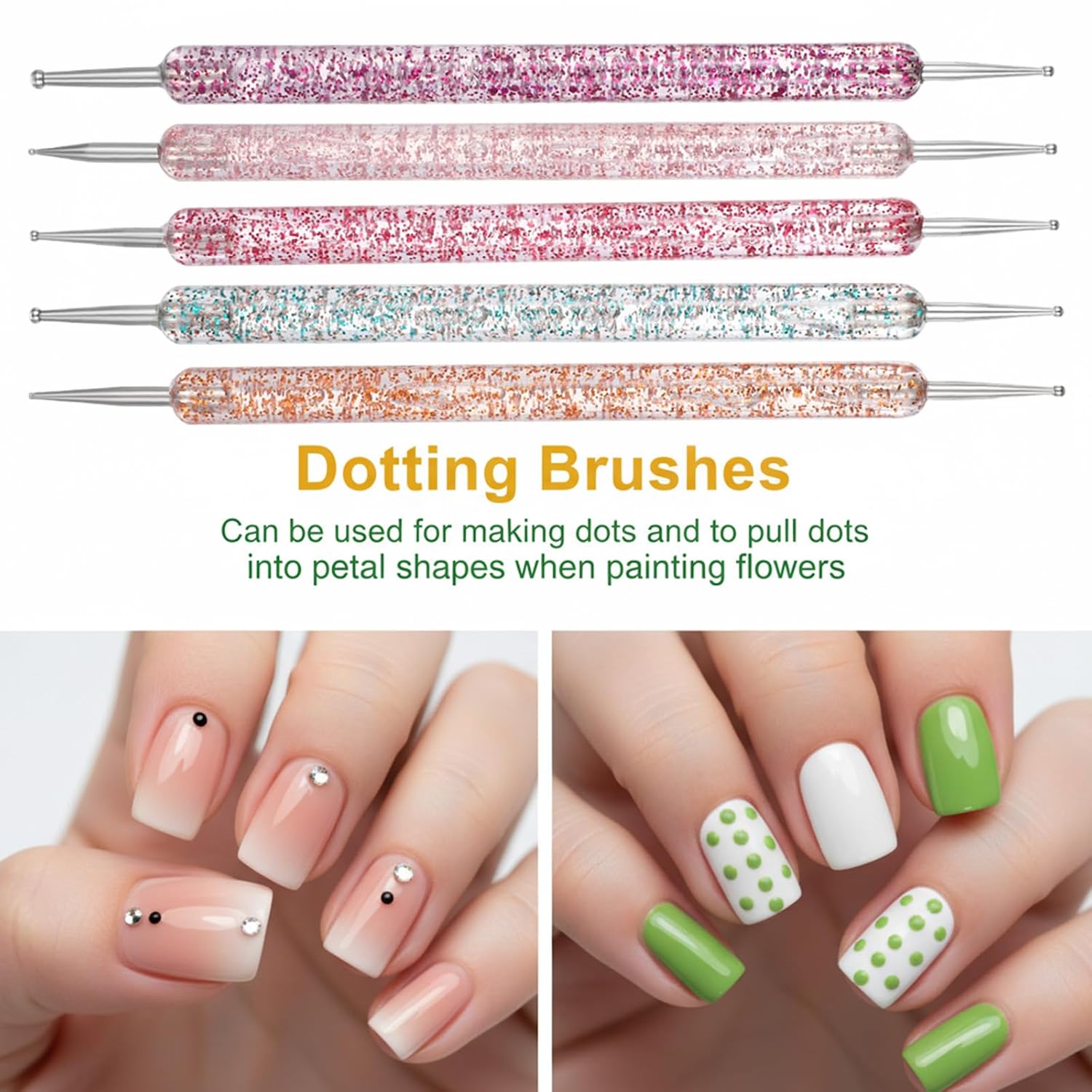 10 PCS Nail Art Dotting Tool, Dual Ended Dotting Pen, Nail Art Liner Brushes for DIY Nails Design Professionals Beginners