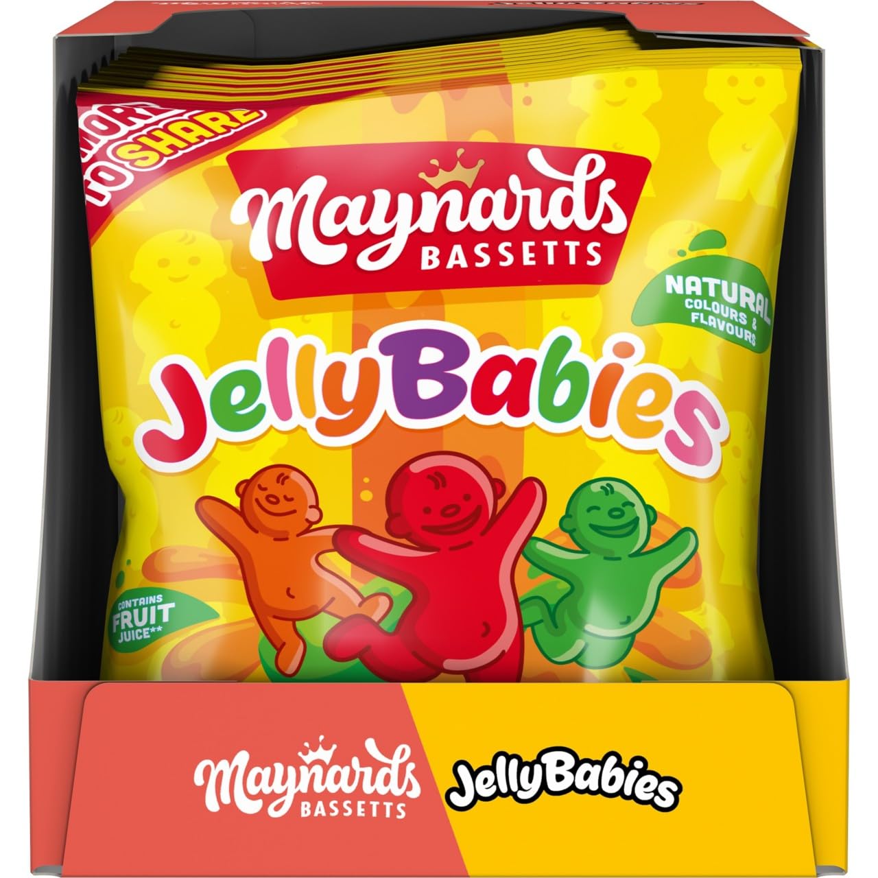 Maynards Bassetts Jelly Babies, Bursting with Fruity Flavours, Soft & Chewy Texture, Sharing or Gifting Pack, 350 g (Pack of 6)