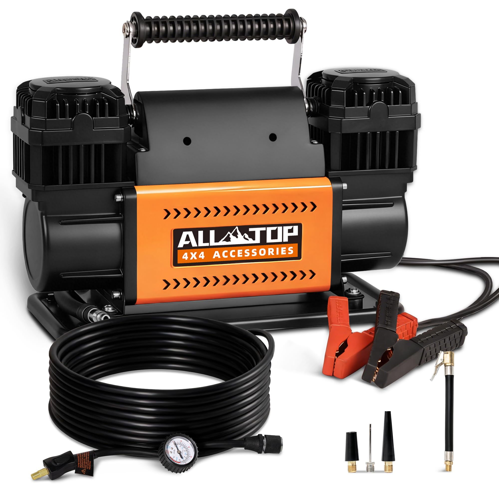 ALL-TOP Air Compressor Kit, Dual Cylinder 12V Portable Inflator 12.35 ft³/Min, Offroad Air Compressor Pump for Truck Tires, Heavy Duty Max 150 PSI for 4x4 Vehicle & RV