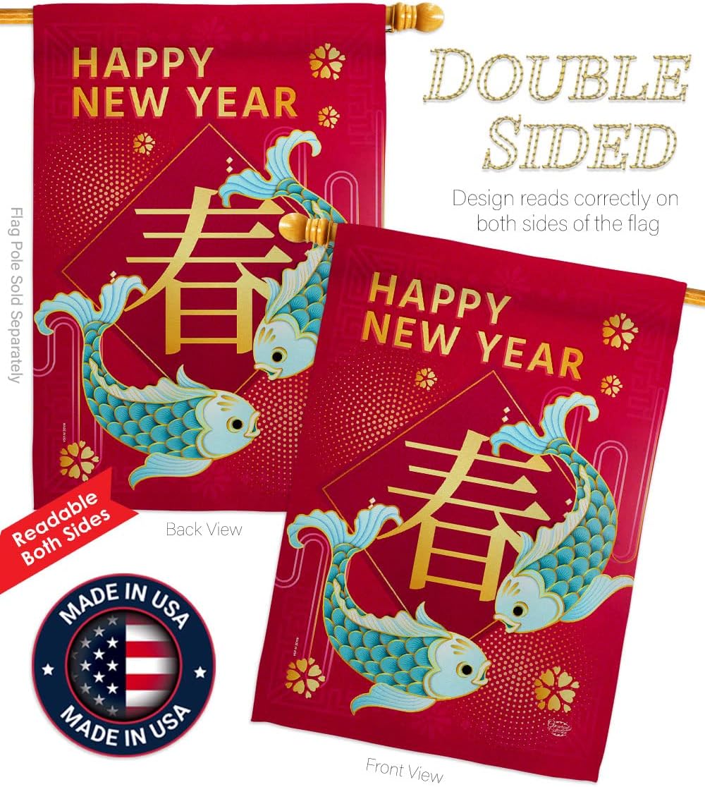 Spring Chinese New Year Indoor Decor Banner Room Wall Art Patio Porch Lawn Garden Flag Outdoor Tapestry Yard Signs Lunar New Year Gifts Chinese Decorations Made in USA