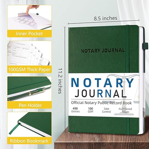 Miniatura 2 de Libro de registro de notario, 8.5 x 11.2 pulgadas, libro de registro notarial, diario público para actos notariales, libro de notario de tapa dura,