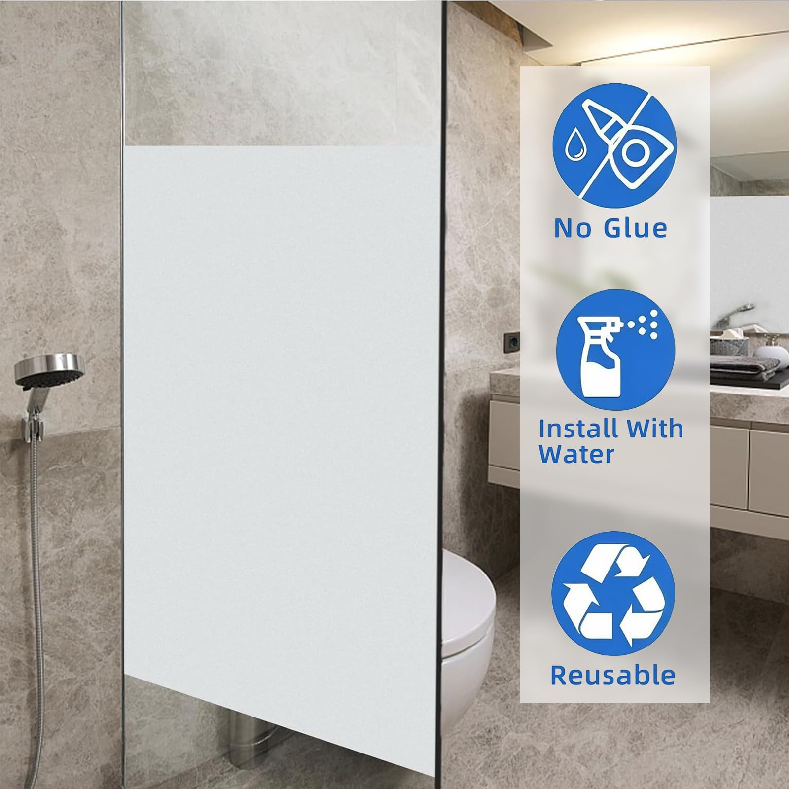 Vinilo Ventana 120 x 200 cm Privacidad Ventana Protección UV Ideal Vinilo Opaco Electrostática con Adhesión Estática sin Pegamento Lámina para Baño Oficina y Cocina, Mate Puro