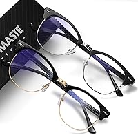 Vista 16 de Lentes de bloqueo de luz azul, vintage, medio marco, lente transparente UV, antifatiga ocular, gafas de juegos para computadora para mujeres