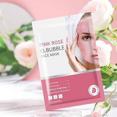 Miniatura 9 de Paquete de 10 mascarillas faciales de burbujas rosa O2 para el cuidado de la piel, regalos de spa para mujeres, máscara facial limpiadora de espuma