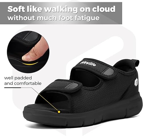 Miniatura 5 de FitVille Sandalias diabéticas para hombres de ancho ancho con soporte de arco, sandalias diabéticas ajustables para hombres