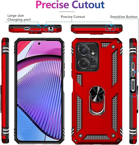 Miniatura 7 de Funda para Moto G Power 5G 2023 con 2 protectores de pantalla de vidrio templado, grado militar, funda protectora resistente con anillo magnético