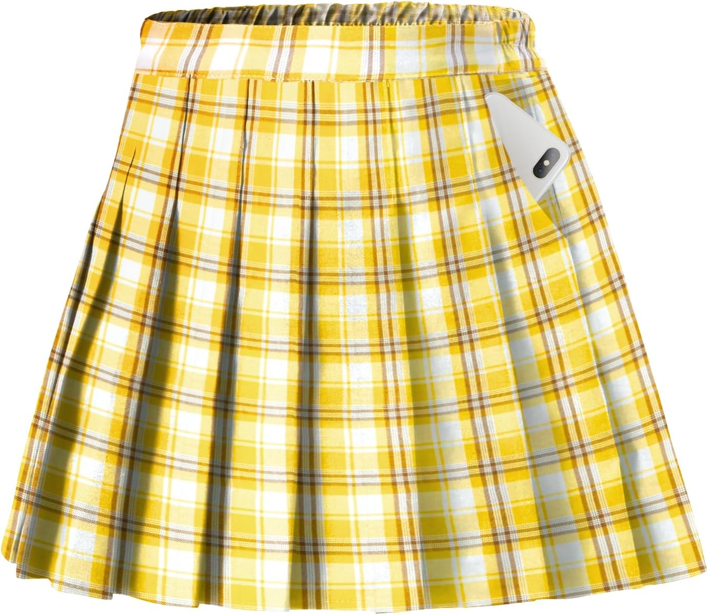 Toddler Little & Big Girl’s High Waist School Uniform Elastic Waist Pleated Skirt with Shorts, US 2 Years – 14 Years