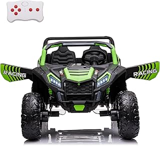 POSTACK 220lbs XXXL 24V Ride on Toy for Big Kids, 2 Seater Battery Powered Electric Toy Car for Kids, Ride On Car with Parent Remote Control, 4WD Side by Side Ride on Power 4 Wheeler UTV Truck, Green