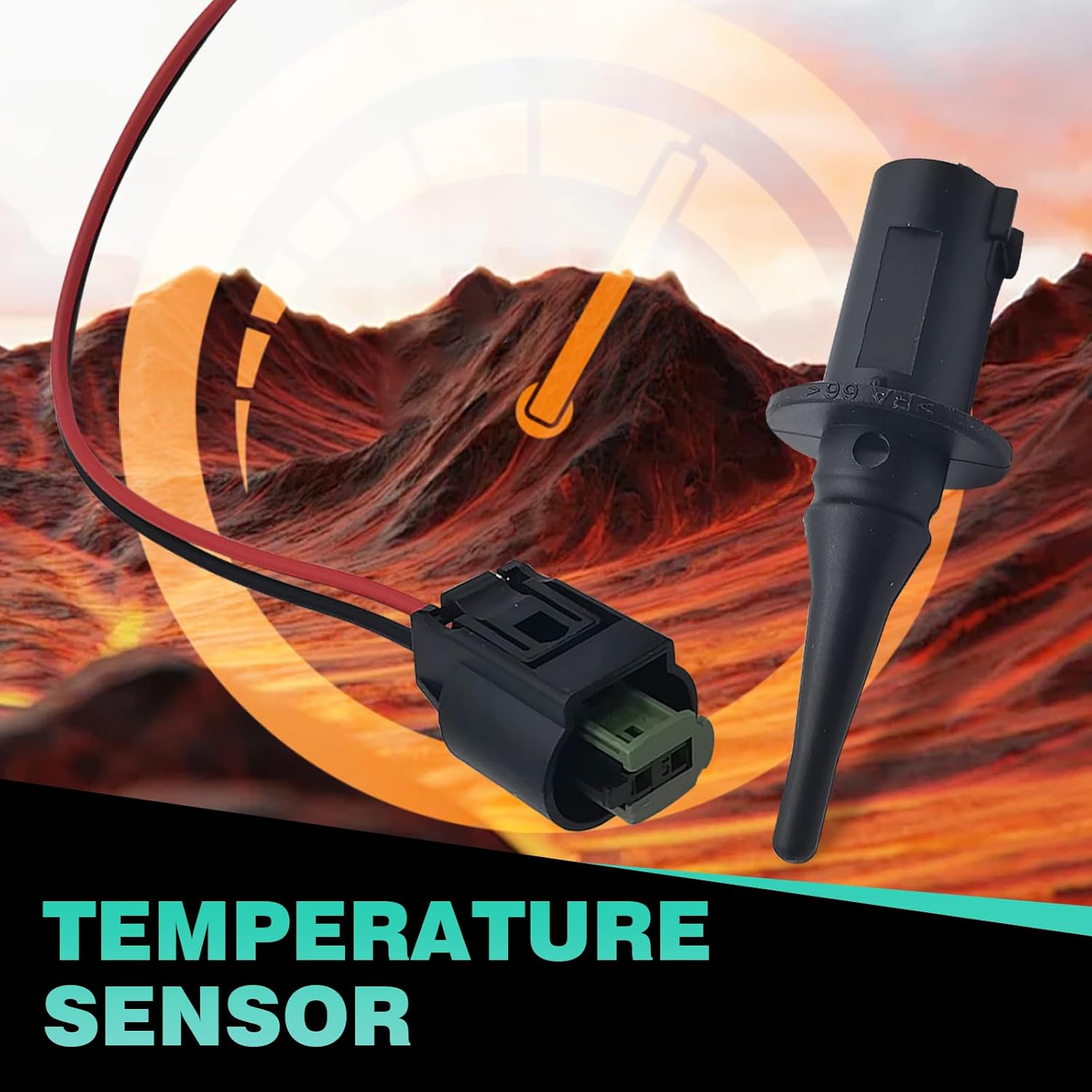 2 PCS Outer Ambient Air Temperature Sensor, High Temperature Resistant Sensor with Plug Hrness, Standard Replacement 0075421318 0005428418 5S11829, Compatible with Mercedes-Benz (Black)