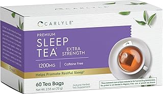 Carlyle Sleep Tea for Bedtime Extra Strength | 60 Bags | Caffeine Free | Herbal Blend with Valerian Root | Vegetarian, Non-GMO & Gluten Free