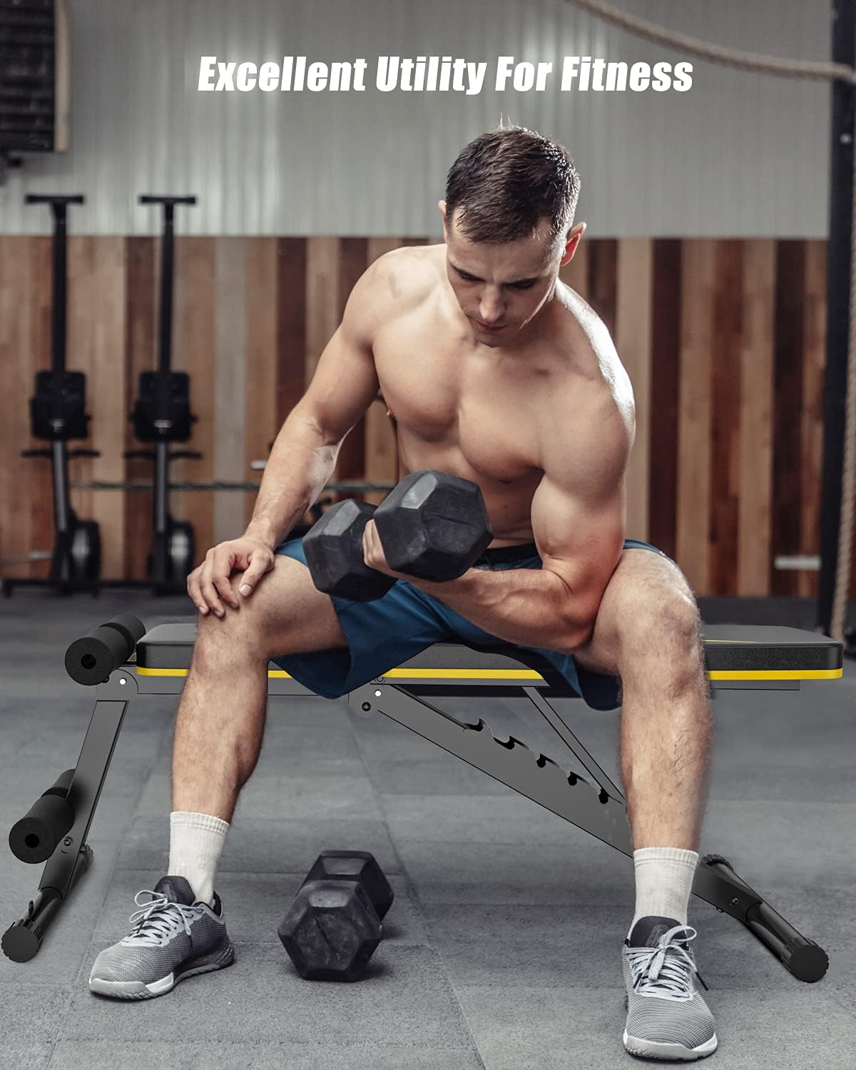 Adjustable Weight Bench for Full Body Exercise, Foldable Strength Training Bench Press with Resistance Bands for Home Gym & body workout : Sports & Outdoors