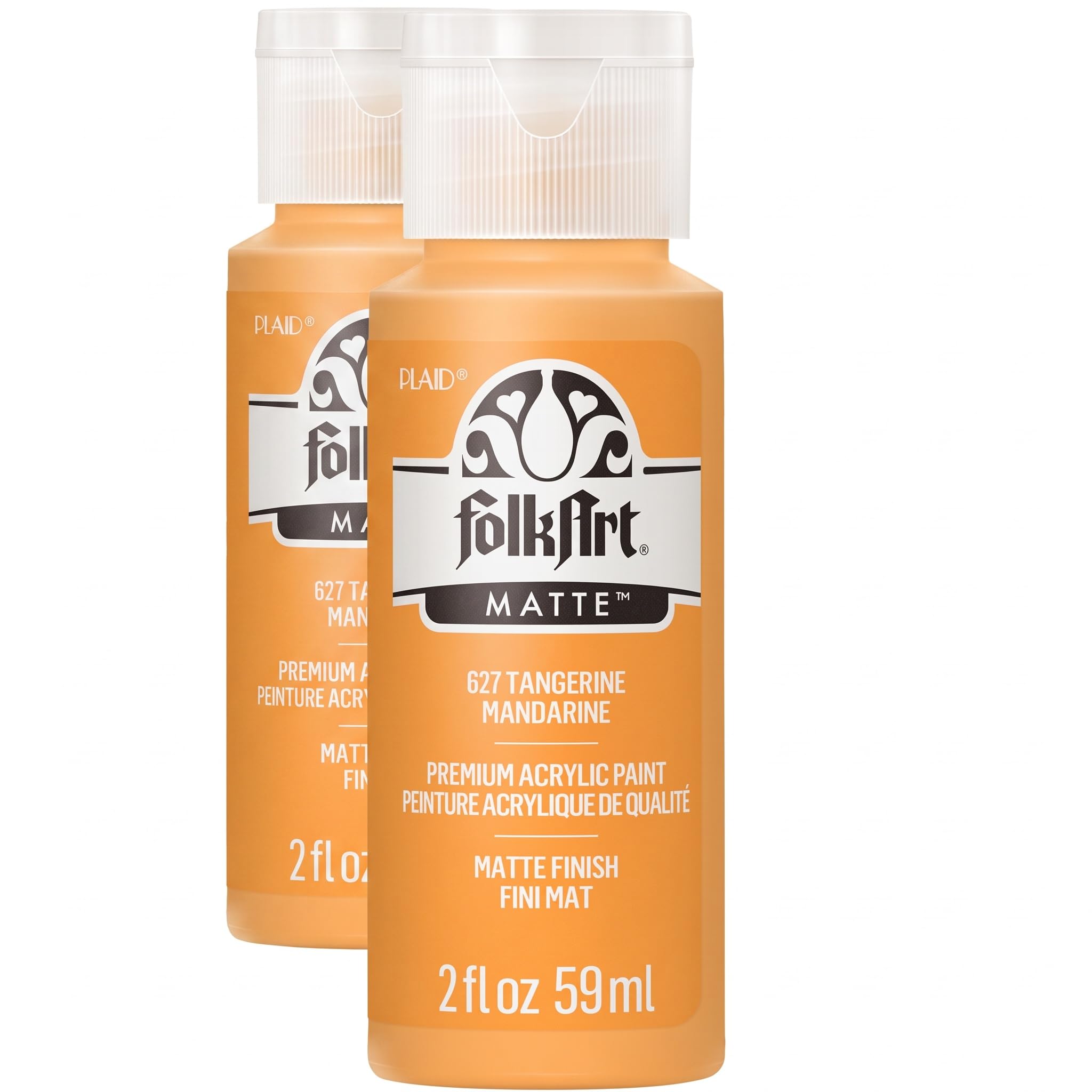 FolkArt Acrylic Paint in Assorted Colors (2 oz), 627, Tangerine (Pack of 2)