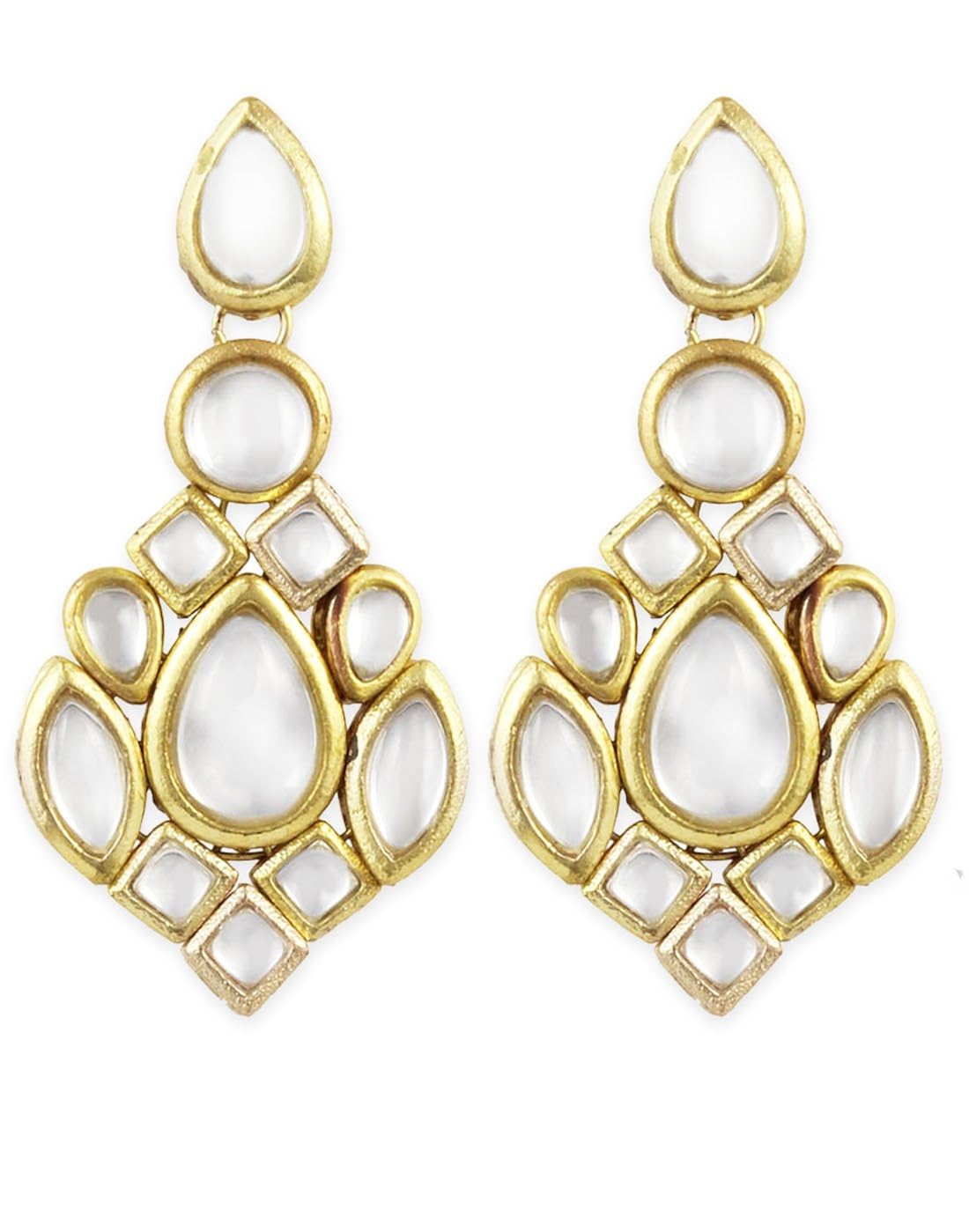 Karatcart 24K GoldPlated Princely Kundan Dangle Earrings Set for Women