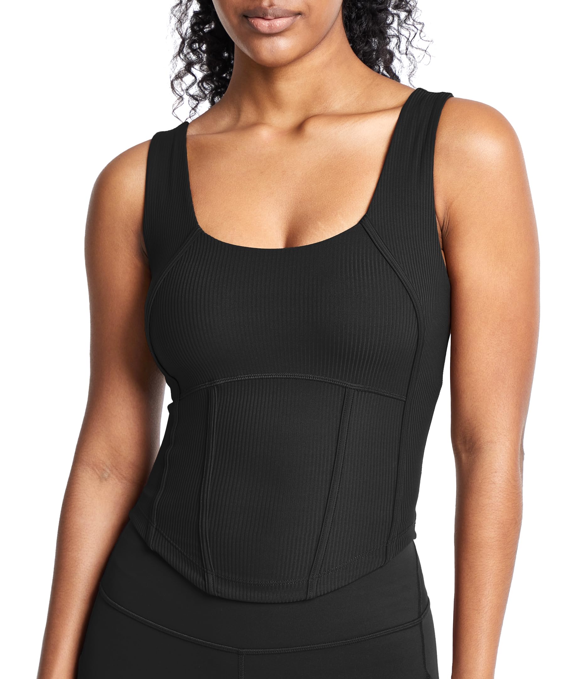 MEIVSO Womens Tennis Tank Tops Built in Bra Tight Fit Scoop Neck Yoga Athletic Shirt