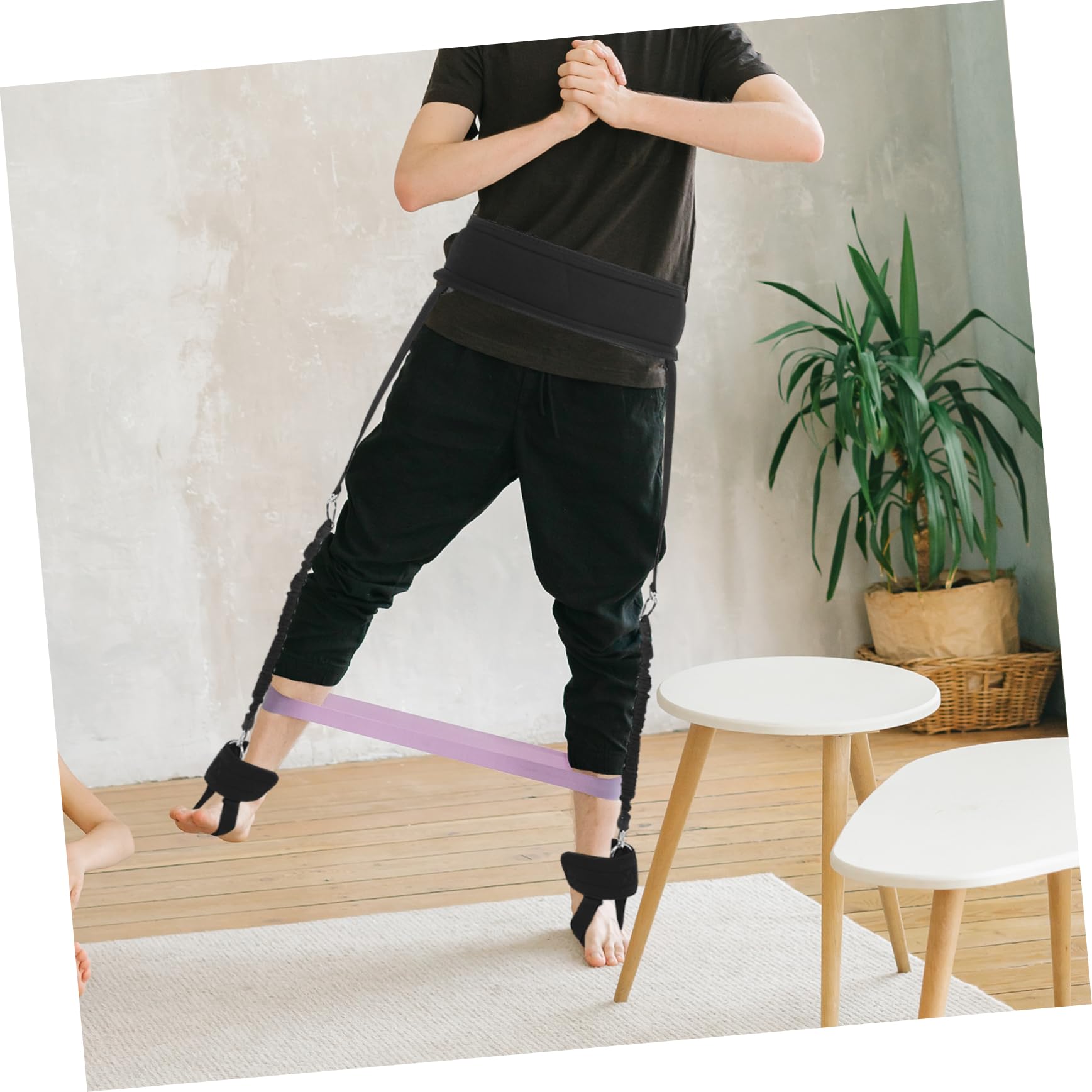 Luxshiny 1 set Fasce Elastiche per Allenamento con Cavigliera e Cintura Attrezzatura Fitness Indoor per Esercizi Stretching e Potenziamento Muscolare Adatto per Yoga e Allenamenti Della
