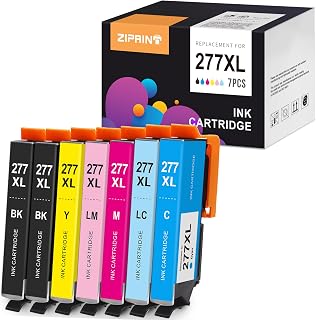 ZIPRINT Remanufactured Ink Cartridge Replacement for EPSON 277XL 277 T277 to use with XP-850 XP-860 XP-950 XP-960 XP-970 Printer (2Black, 1Cyan, 1Magenta, 1Yellow, 1Light Cyan, 1Light Magenta)
