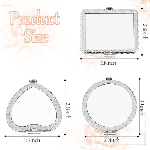Miniatura 6 de Blulu Espejo compacto de 24 piezas para monedero, pequeño espejo compacto de regalo, espejo de maquillaje floral, espejo de bolsillo retro,
