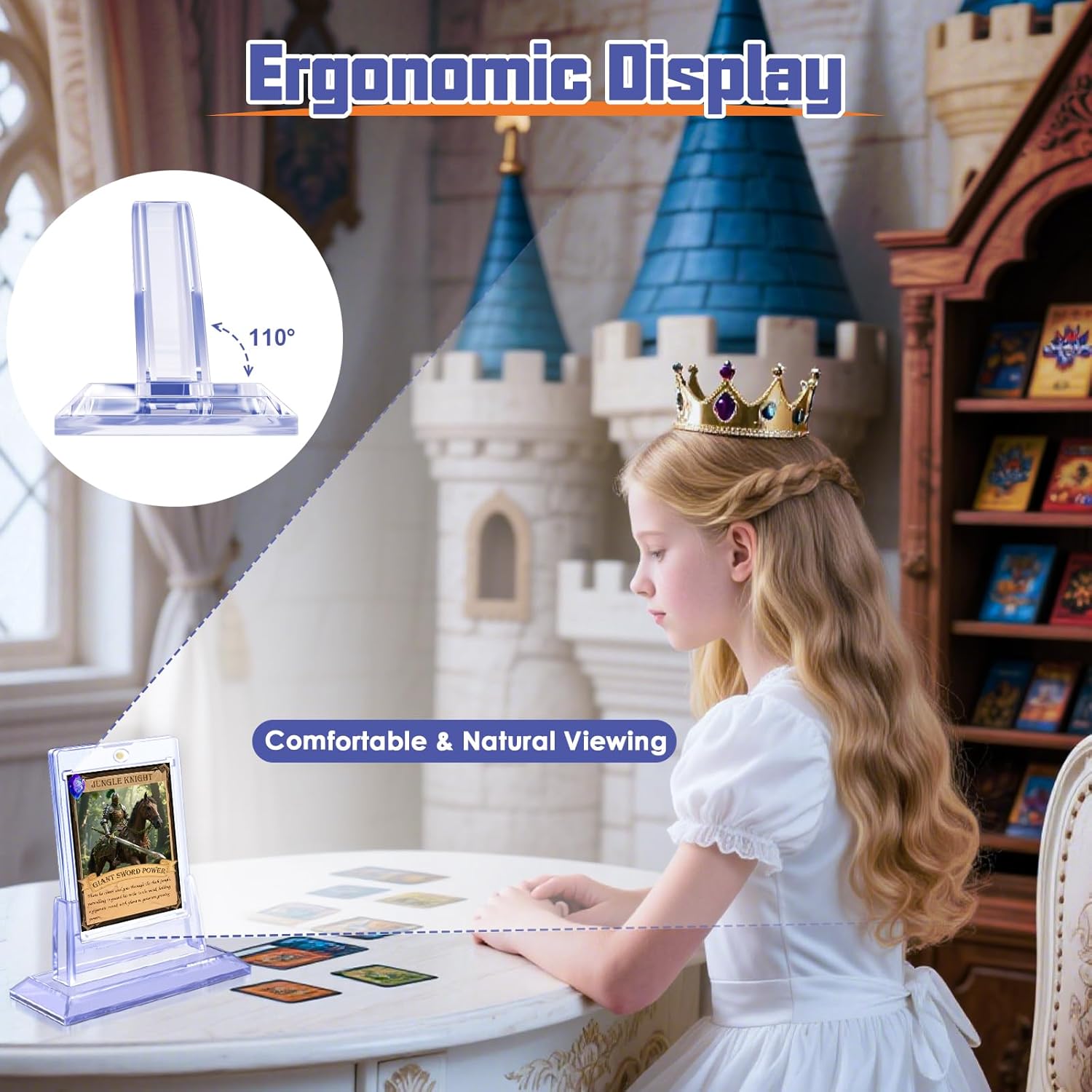 24Pcs Magnetic Card Holders for Trading Card, Baseball Card Protectors with 24 Stands, 35pt Acrylic Hard Card Sleeves Case for Sports Cards, Game Cards, Standard Cards Storage and Display