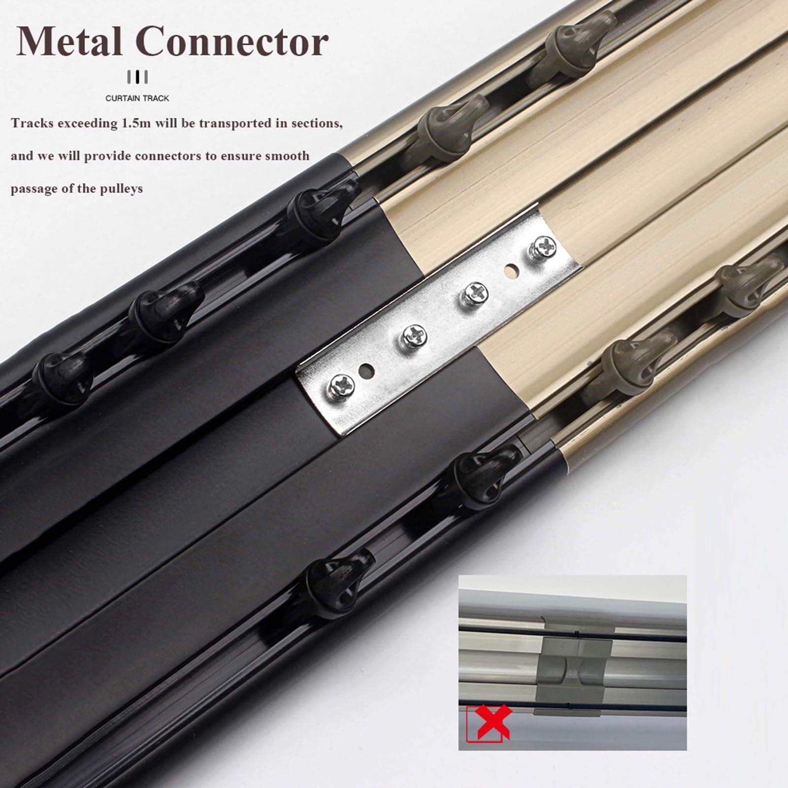 Rail Double pour Rideaux, Rail De Rideau De Plafond en Aluminium, Tringle À Rideaux Double en Métal pour Balcon, Chambre, Baie Vitrée, Salon(Champagne,560cm/4 * 140cm)