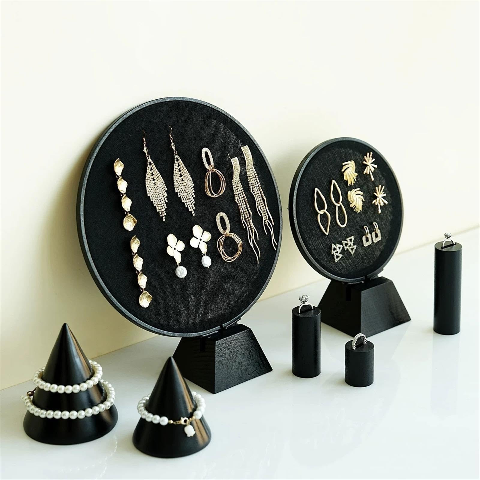 plateau de rangement de bijoux Planches à boucles d'oreilles 7 pièces, porte-bracelets coniques, supports bagues