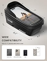 Vista 6 de Lamicall Paquete de 2 bolsas impermeables para marco de bicicleta, [versión 1s] [2 en 1], bolsa de teléfono para bicicleta, soporte para teléfono