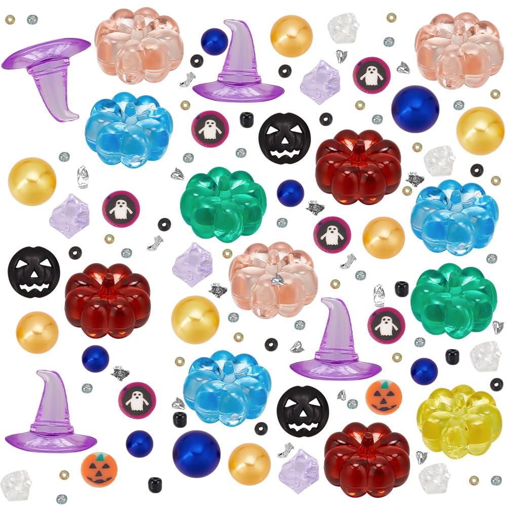 Relleno de Jarrón de Halloween SUNNYCLUE 10000 Cuentas de Arcilla y Calabazas Acrílicas
