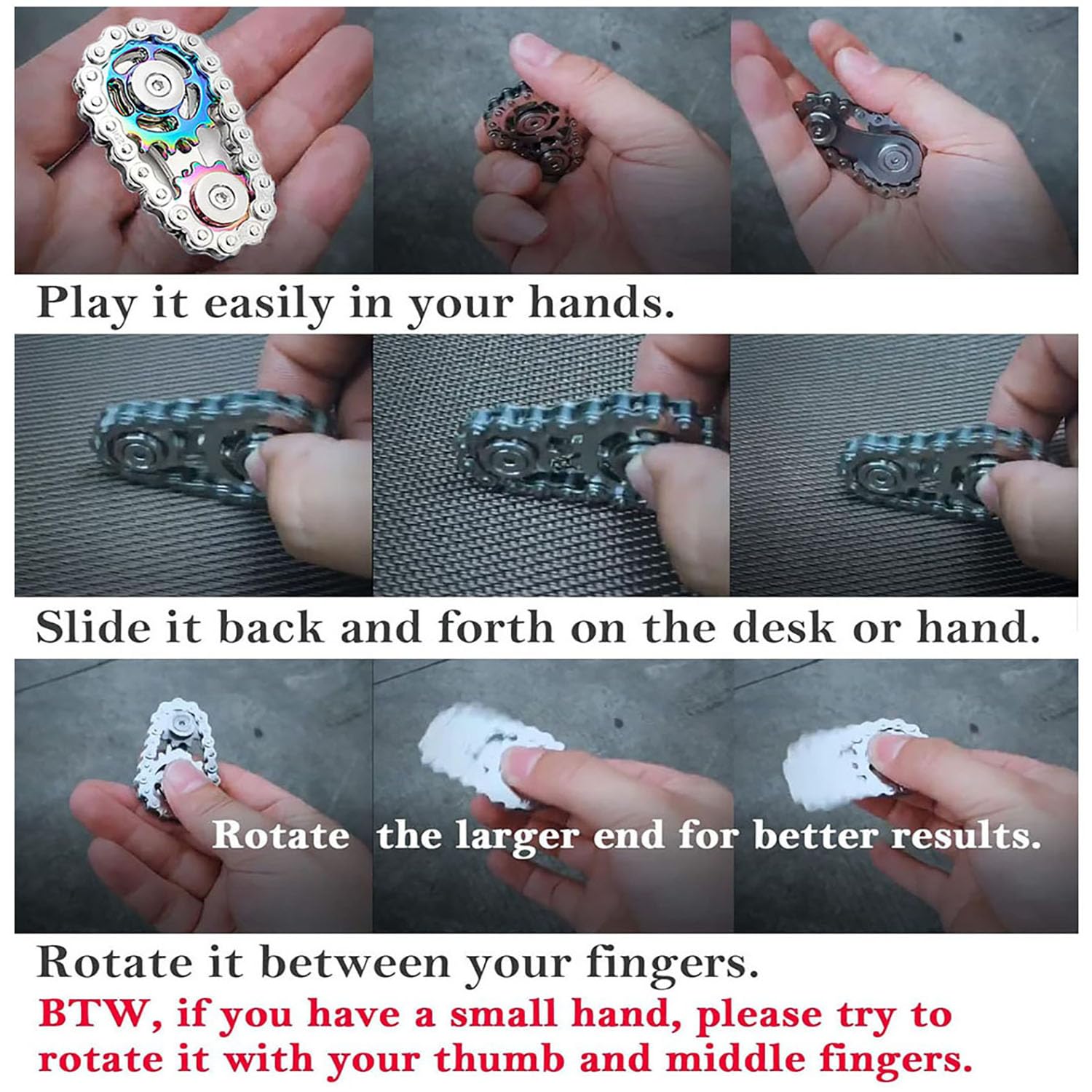 Fidget Chain Toys,Juguete Rueda de La Cadena de Metal, Metal Fidgeting Bicicleta Piñones Cubo, El Nuevo Rotador de Reducción de Presión es para Oficinas y Familiares