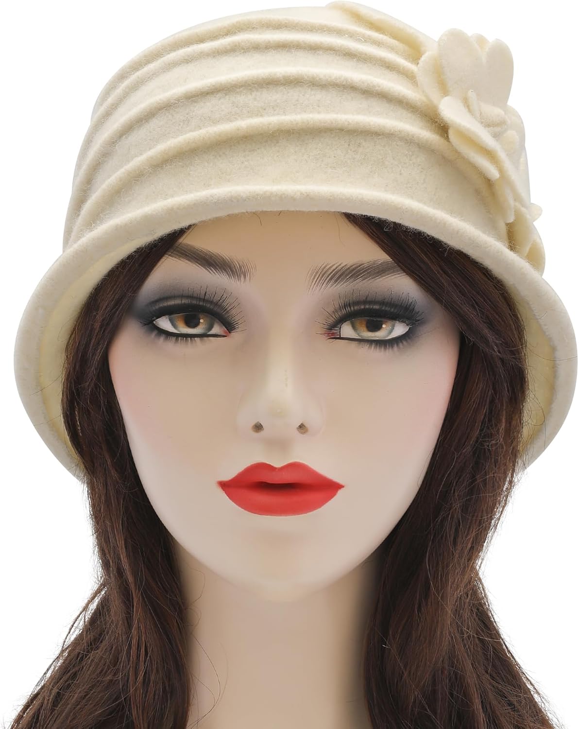 ZLYC Women Wool Cloche Bucket Hat 1920s Vintage Dress Winter Hats with Flower Accent - Image 2