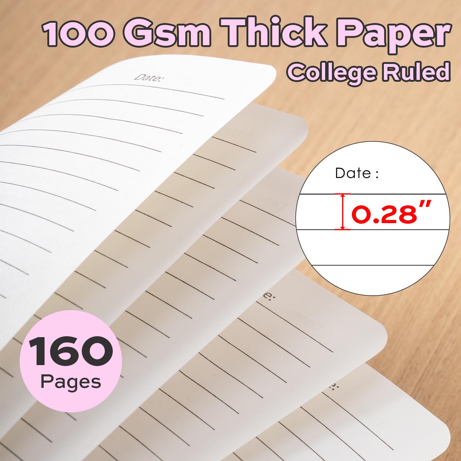 deli Lot de 6 carnets à spirale lignés, 160 pages, format A5 (14 x 20,3 cm), carnet d'écriture à couverture rigide, journal à spirale ligné pour homme et femme – Parfait pour le travail, l'école, le