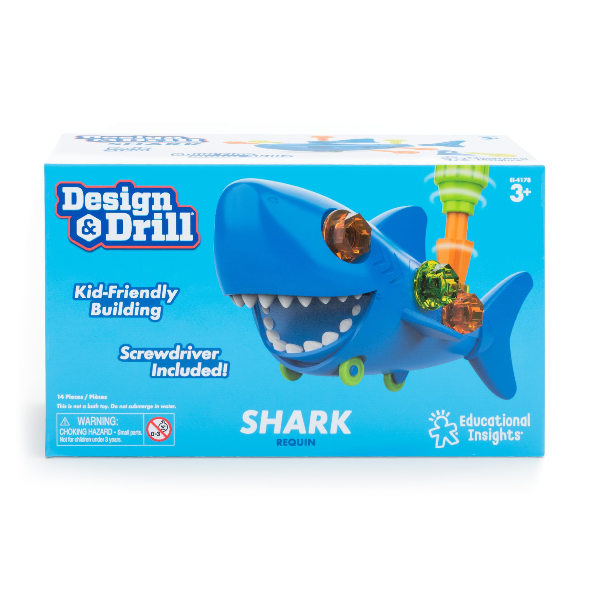 Learning Resources Design & Drill Shark, Toys for 3 Year old Boys and Girls, Fine Motor Skills, Preschool Building and Construction - Image 4