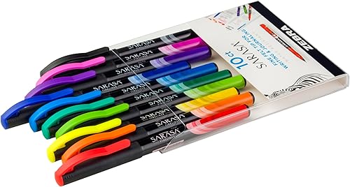 Miniatura 7 de Zebra Sarasa - Bolígrafos fineliner, punta de aguja, punta media, 0.031 in, colores surtidos, paquete de 10