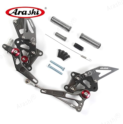 Miniatura 203 de Arashi reposapiés para motocicleta, accesorios ajustables, juego de reposapiés traseros Negro