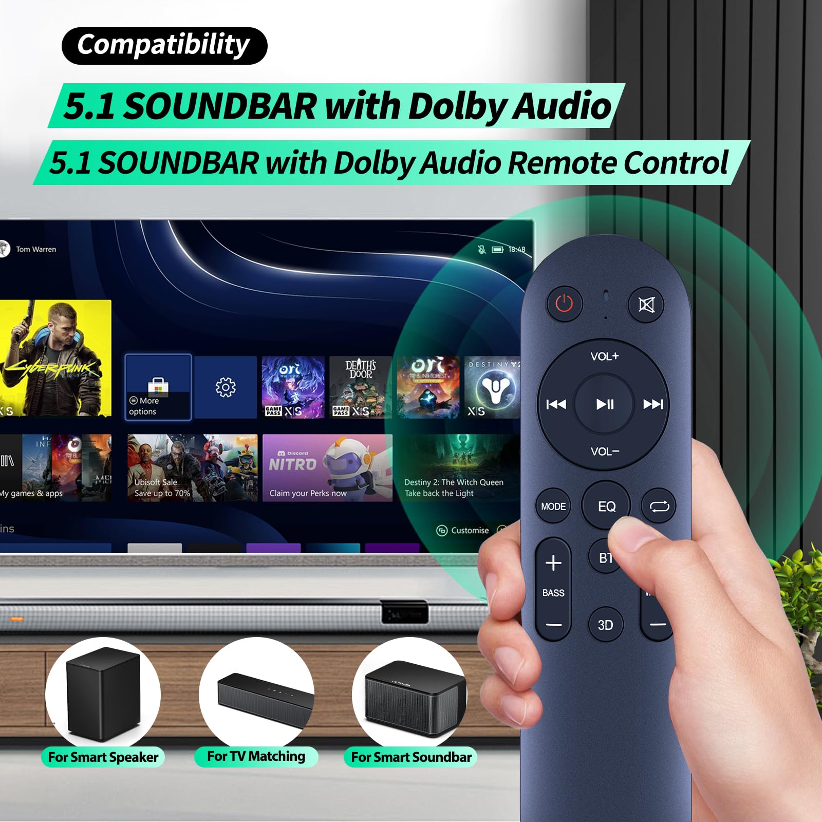Telecomando di ricambio per Soundbar Raineverry 5.1 Soundbar con Dolby Audio