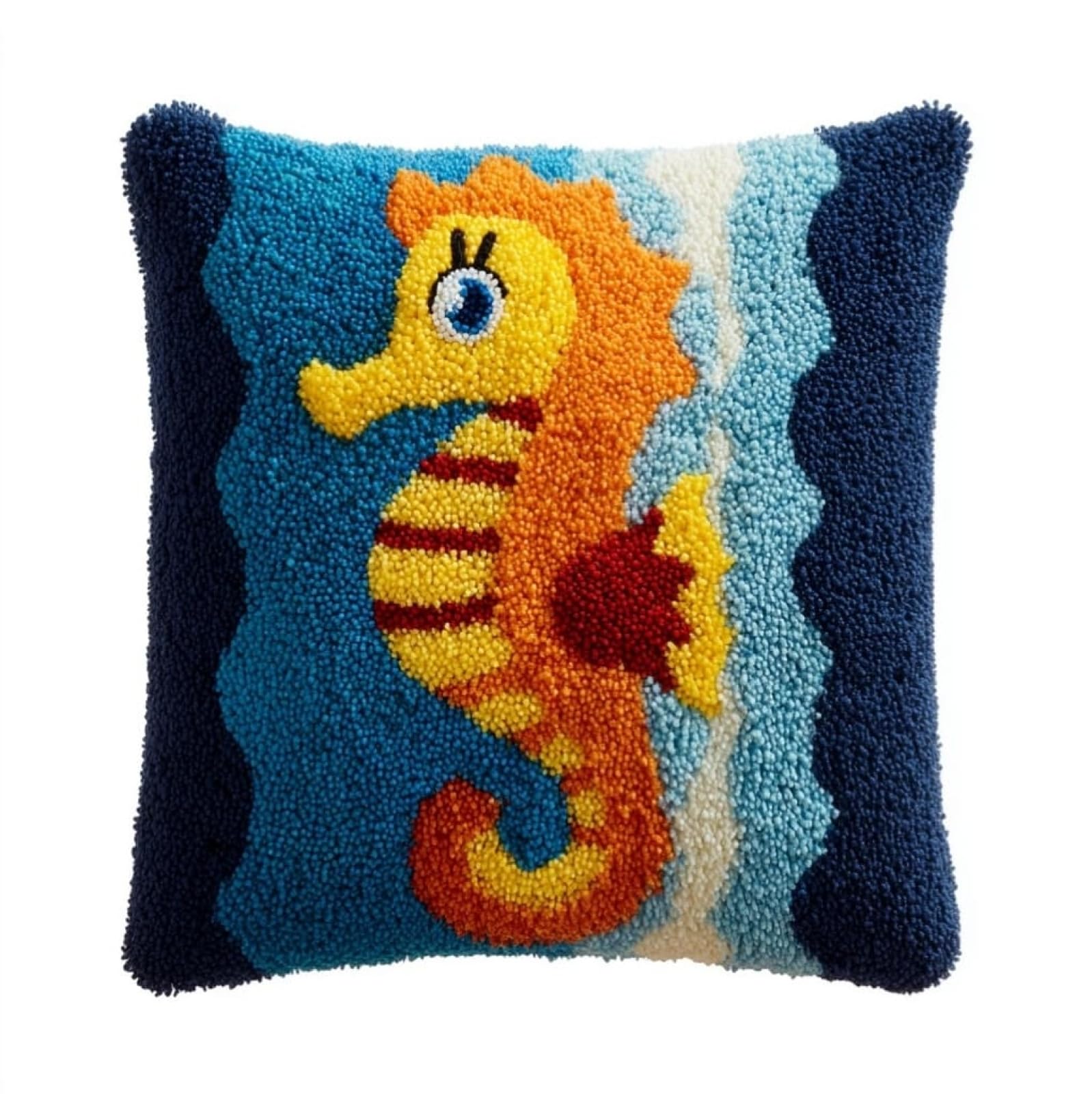 AxiangziK Beginners DIY Crochet Pillow Kit,Cartoon Seahorse