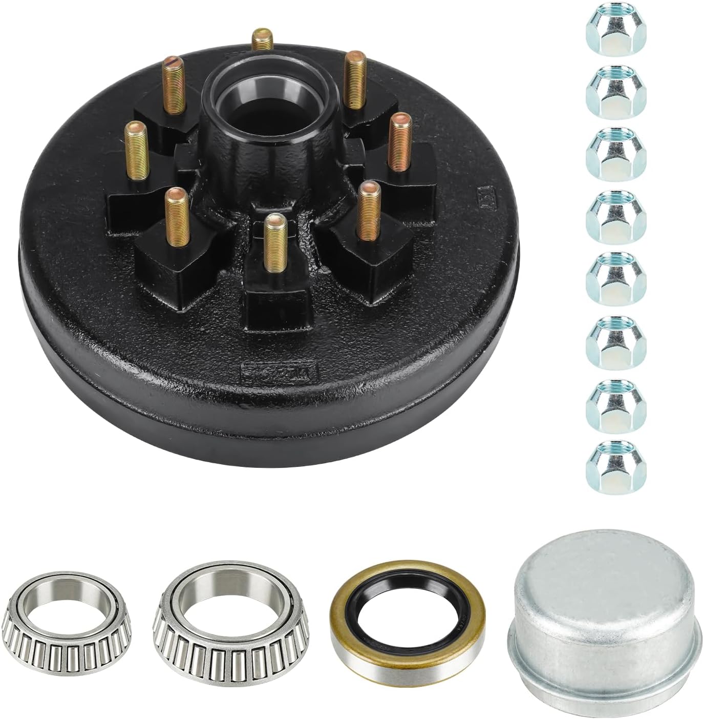 Youxmoto Trailer Brake Drum Kit 8Hole 6.5" Bolt Circle