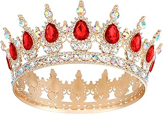 Crown for Women, Queen Crown Tiara for Birthday Wedding Party Decorations Red