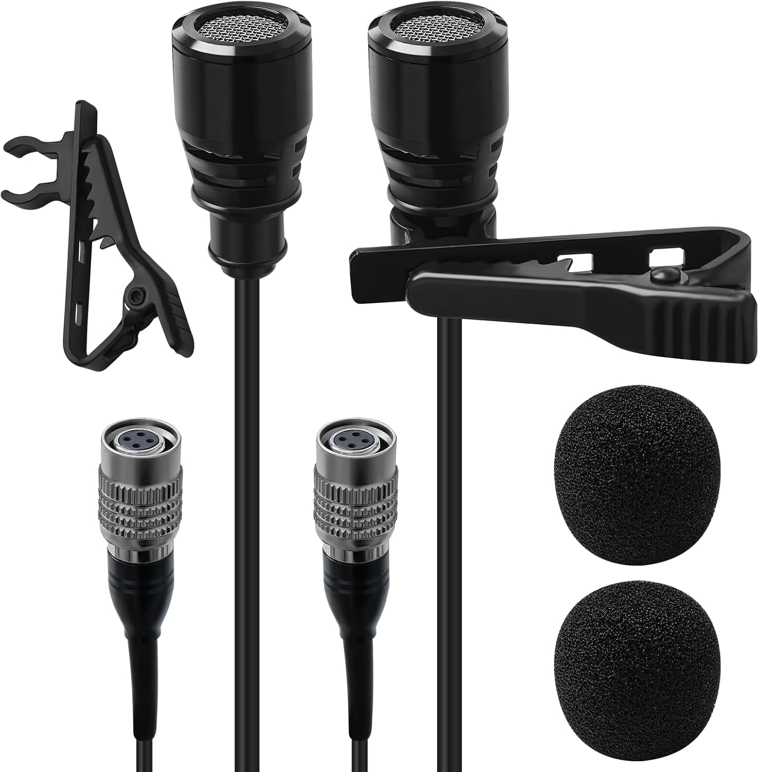 2 Pack Lavalier Lapel Microphone Super Cardioid Mic for Audio-Technica Unidirectional Condenser Clip-on Lapel Mic Hirose 4 Pin Plug Connector Voice Amplifier