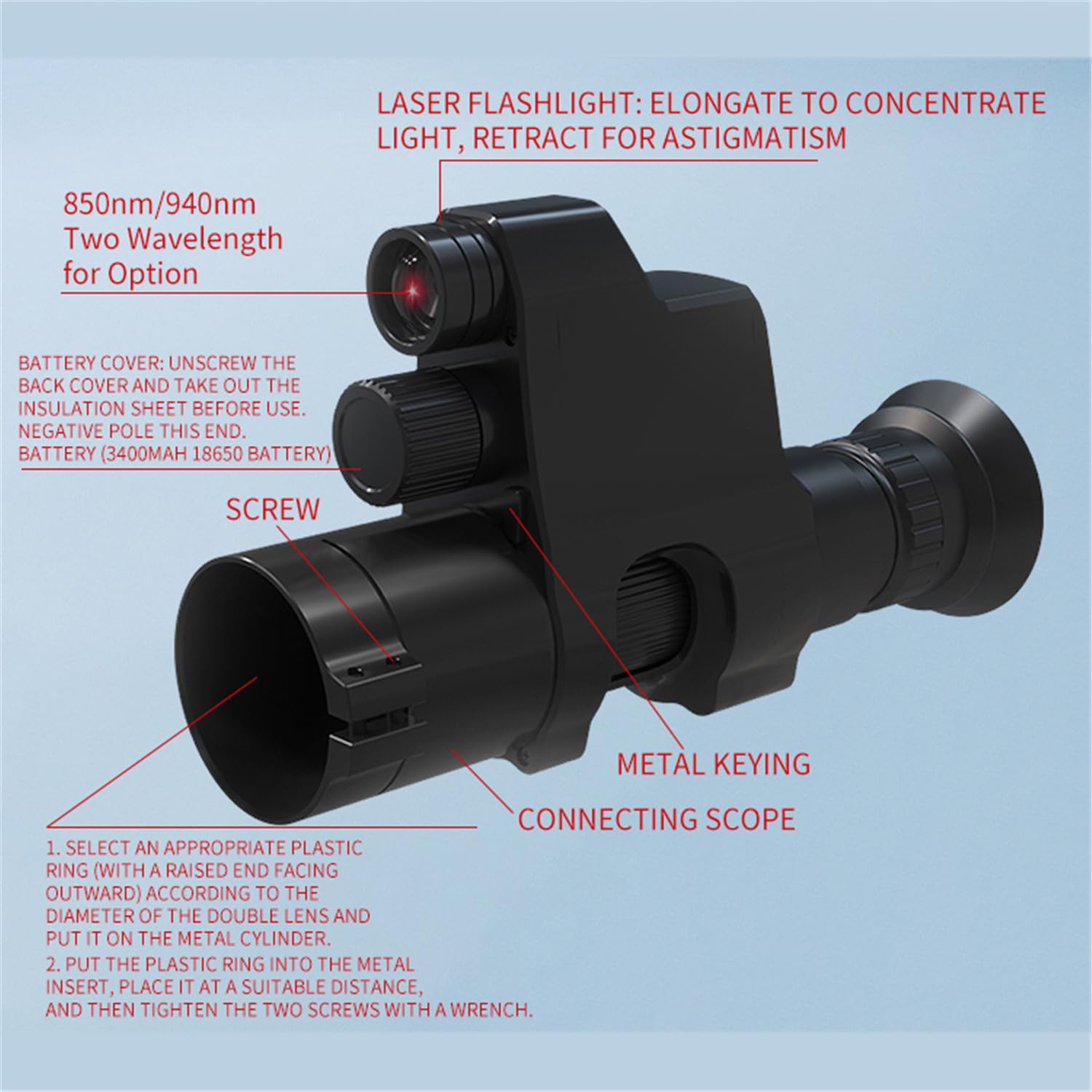 Monocular Telescopio de Visión Nocturna Digital NV4AS Iluminador Infrarrojo con Fotografía y Grabación Vídeo en 1080P para Caza Acampada Vigilancia Exploración