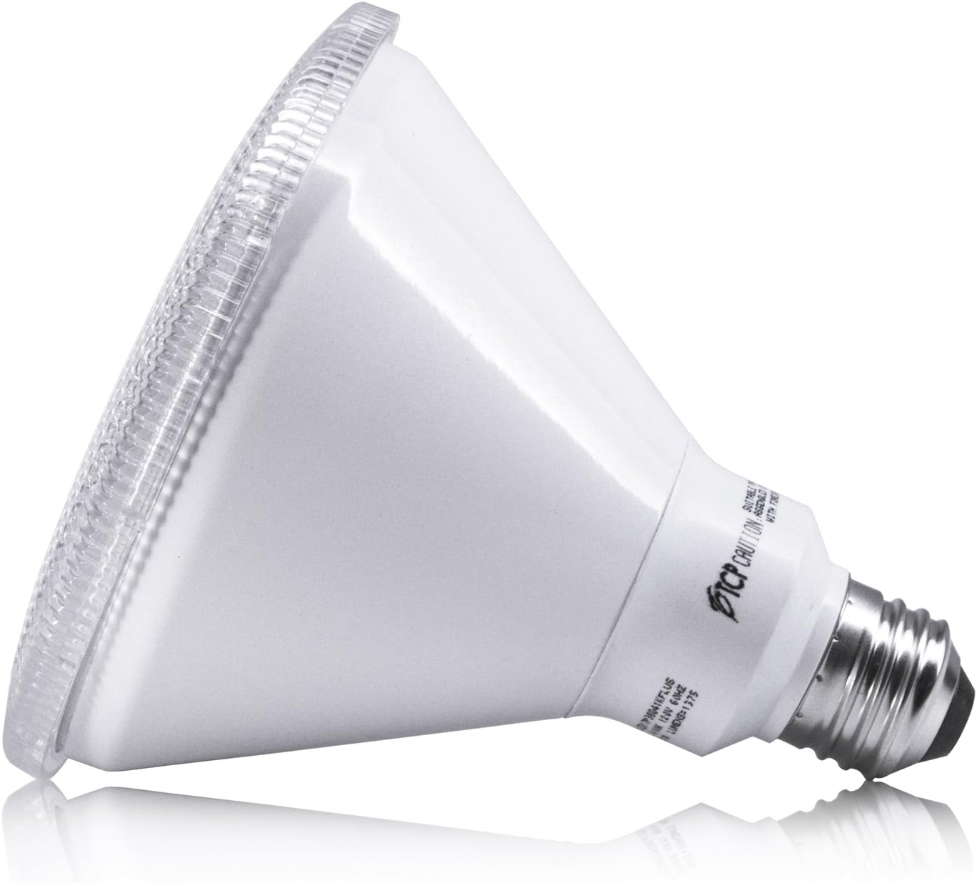 (Case of 4) TCP LED17P38D30KFL 17W LED PAR38 in Warm White (3000K) Dimmable, Shatterproof, Instant On, 120V, Flood - 40° Beam Angle, Energy Star Rated with E26 Base and a White Housing