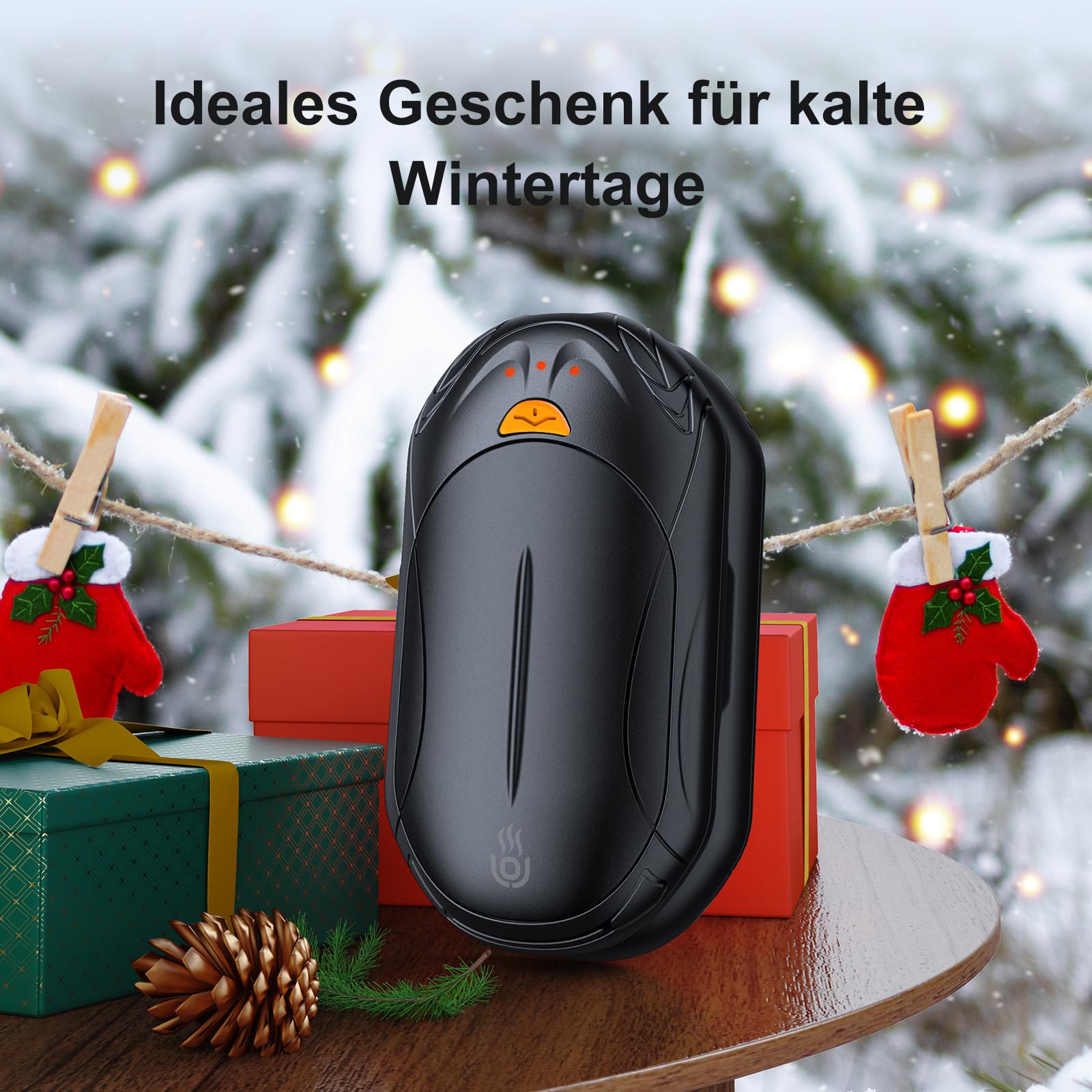Handwärmer Elektrisch 2 in 1, OUTJUT 6000mAh USB Handwärmer Wiederaufladbar, 20 Stunden Akkulaufzeit 3 Heizmodi Schnelles Aufheizen, Outdoor Sport im Winter, Geschenk Weihnachten