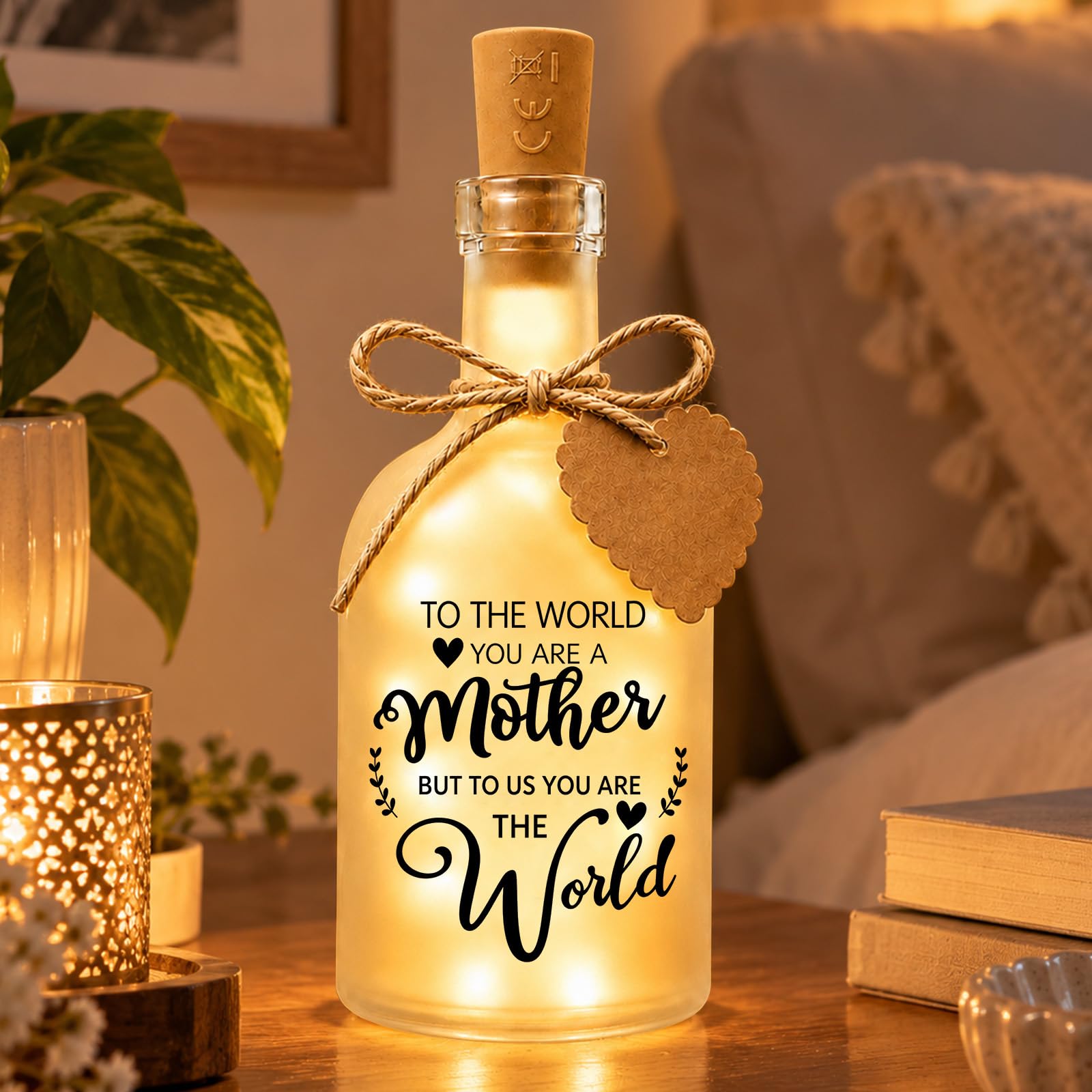 Mum Birthday Gifts from Son Daughter, Frosted Decorative LED Bottle Light