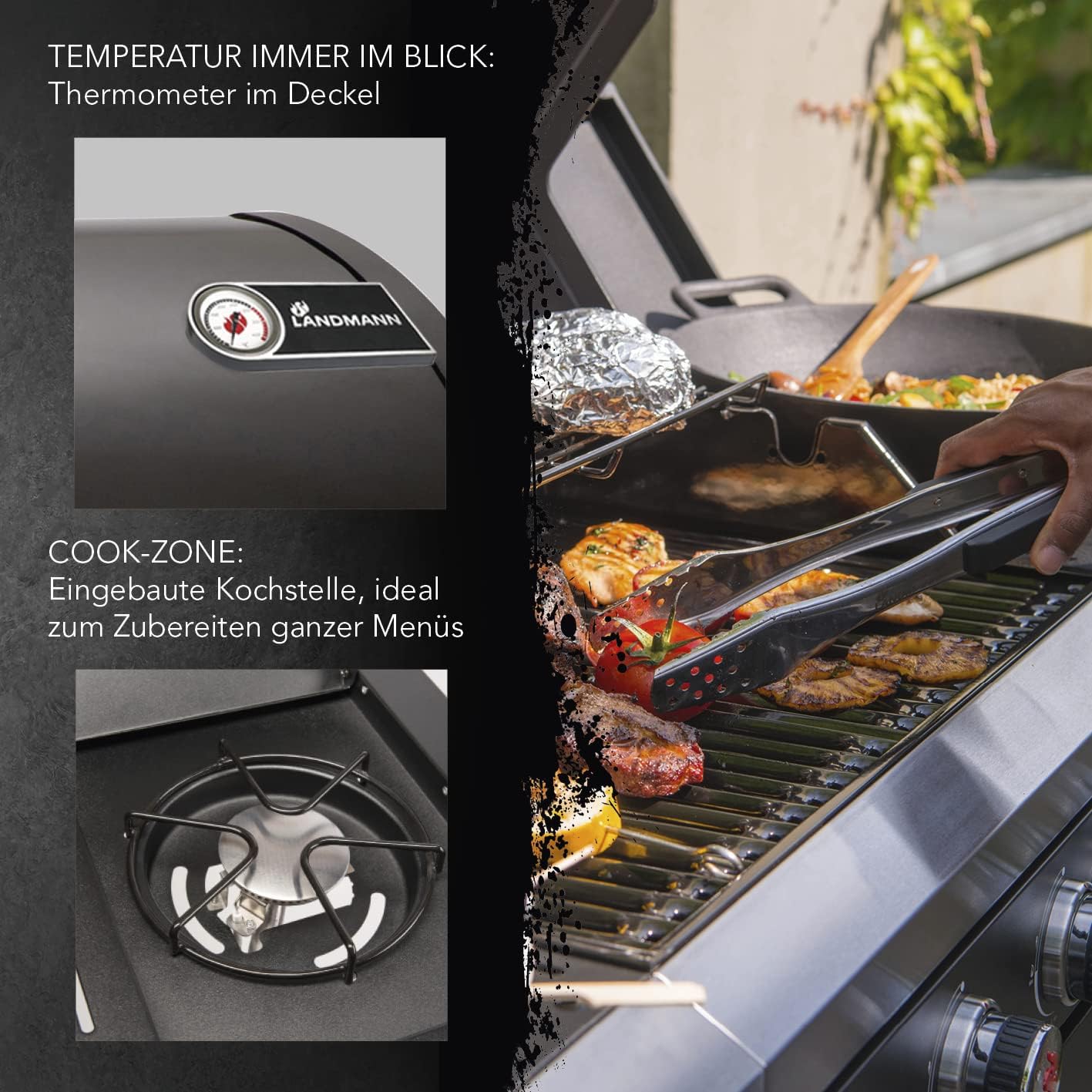 Lid thermometer and cook-zone