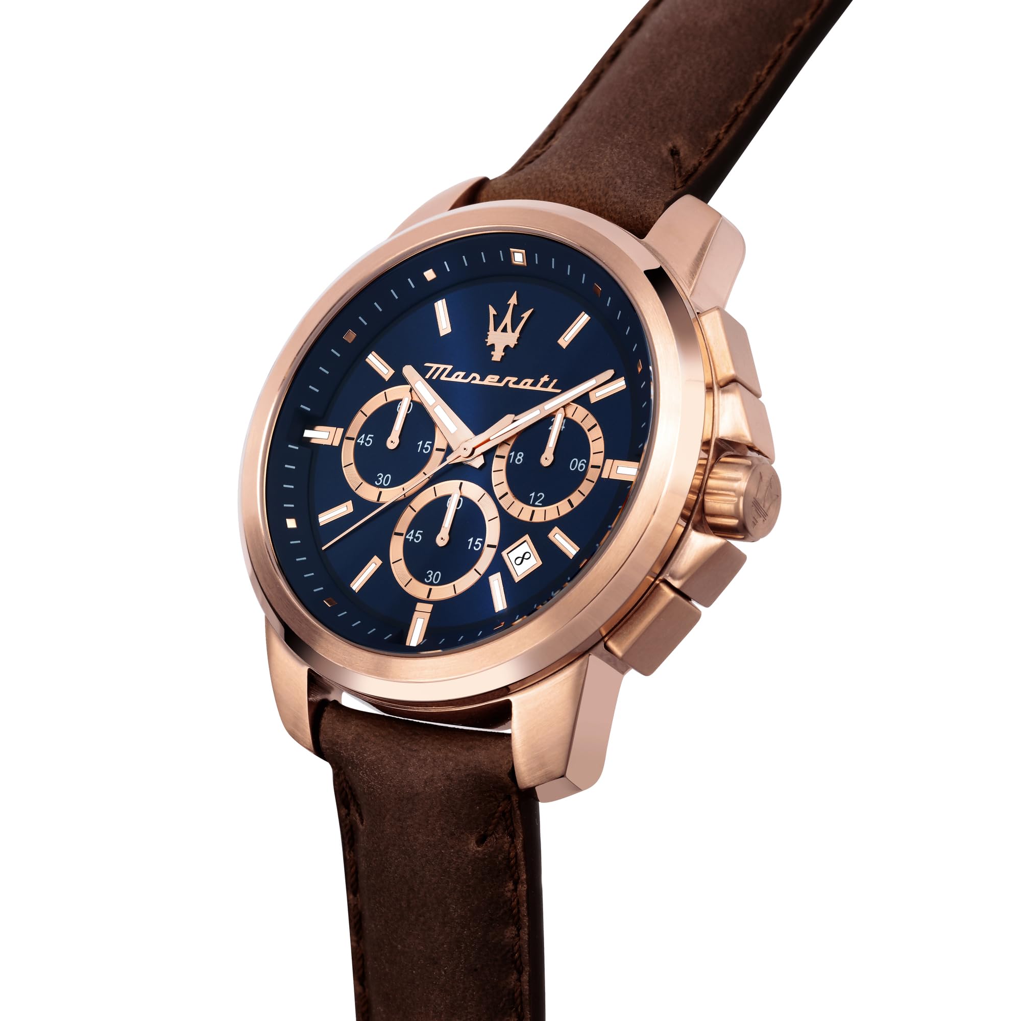 Maserati Zegarek męski, chronograf, analogowy, koperta 44 mm, limitowana edycja kolekcja SUKCES - R8871621040, Brązowy, 44, pasek