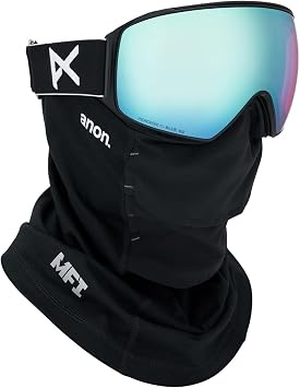 Anon M4 Toric Goggles + Bonus Lens + MFI Face Mask - Low Bridge Fit, Frame Black, Lens Perceive Variable Blue 21% / S2, Spare Lens Perceive Cloudy Pink 53% / S1